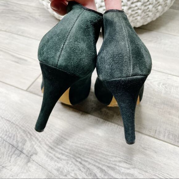 Daniblack Crucial Suede Split Vamp Stiletto Ankle Booties Dark Green Size 8.5M - Picture 6 of 8